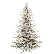 Romswi 6 ft Pre-lit Snow Flocked Artificial Christmas Tree with 330 Warm White LED Lights PR & PVC Tips