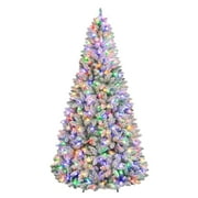 Romswi 6 ft Pre-lit Snow Flocked Christmas Tree with 250 LED Lights 10 Color-Changing Modes