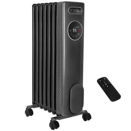 Romswi Oil Filled Radiator, with 4 Modes, Portable Electric heater with Remote Control, Digital Display, Adjustable Digital Thermostat, 24H ON OFF Timer,Child Lock, Overheat & Tip-Over Protection F