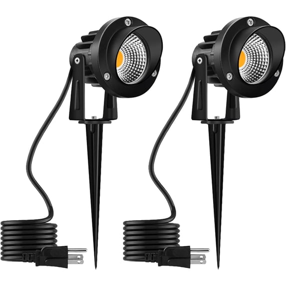 Romwish Outdoor Landscape Spotlights 12W, 120V Plug-in LED Lighting, 1200LM IP65 Waterproof, Adjustable Spot Lights for Yard, Garden, Tree & Driveway, 3000K Warm White, 2Pack