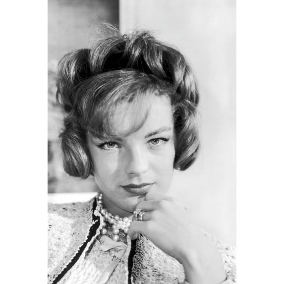 Romy Schneider beaded necklace wearing rings portrait 24x36 Poster