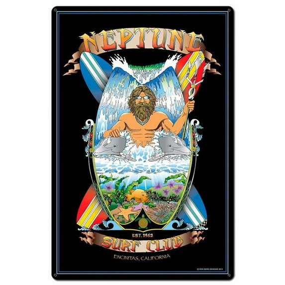 Ron Berg BERG029 24 x 36 in. Neptune Encinitas Satin Sign