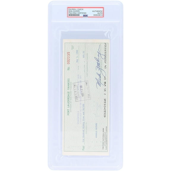 Ron Guidry New York Yankees Autographed Check from May 3, 1988 - PSA 84845814 - Fanatics Authentic Certified