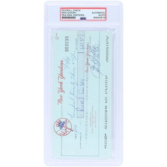 Ron Guidry New York Yankees Autographed Check from November 19, 1984 - PSA 84845816 - Fanatics Authentic Certified