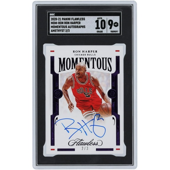 Ron Harper Chicago Bulls Autographed 2020-21 Panini Flawless Amethyst #MOM-RON #2/3 SGC Authenticated 9/10 Card - Fanatics Authentic Certified