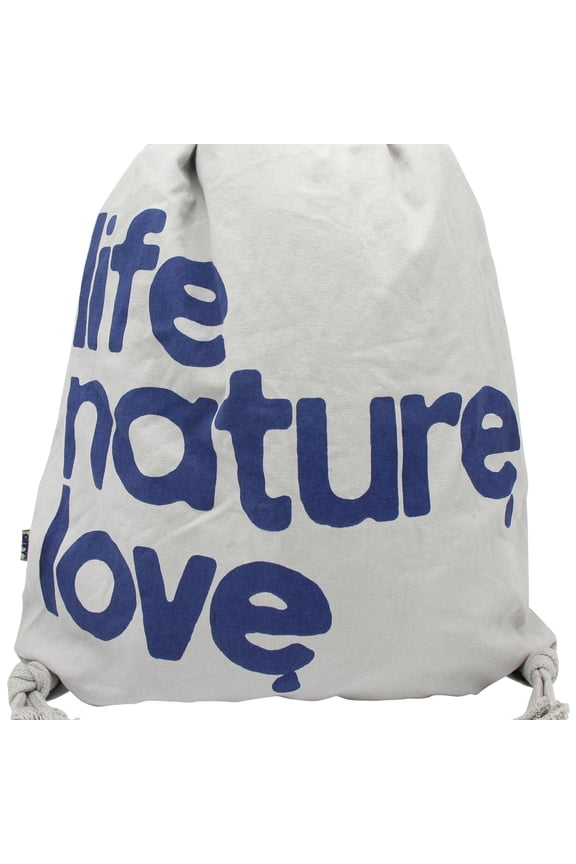 Unisex-Adult Life Nature Love Drawstring Standard Backpack, Grey, Small (17 in. - 22 in.)