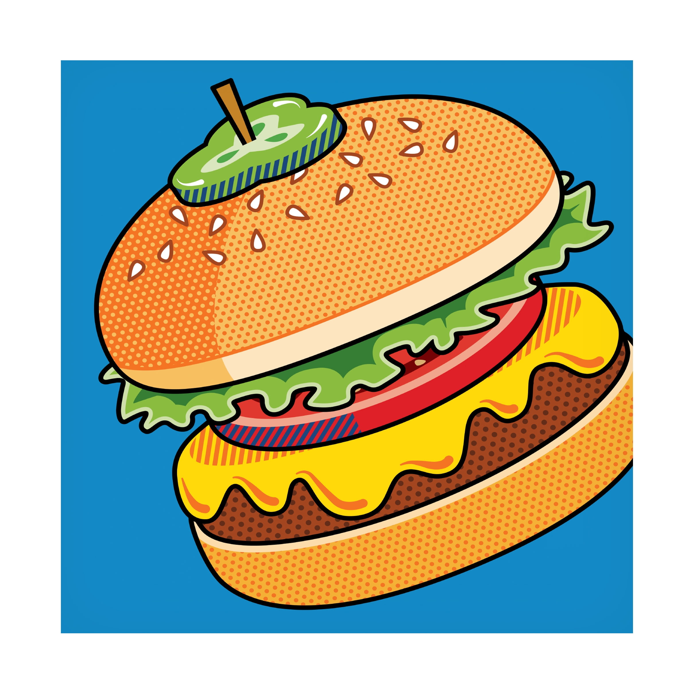 Ron Magnes 'Cheeseburger On Blue' Canvas Art