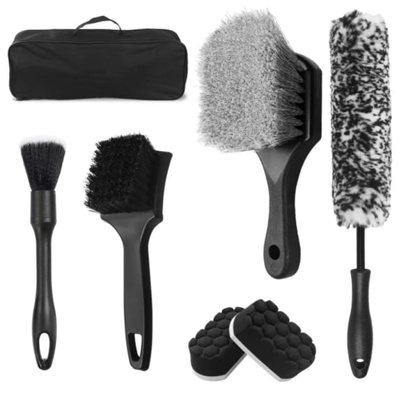 Ron Professional Car Wheel and Tire Cleaning Kit, Auto Detailing Brush Set with Rim Brush and Microfiber Towel