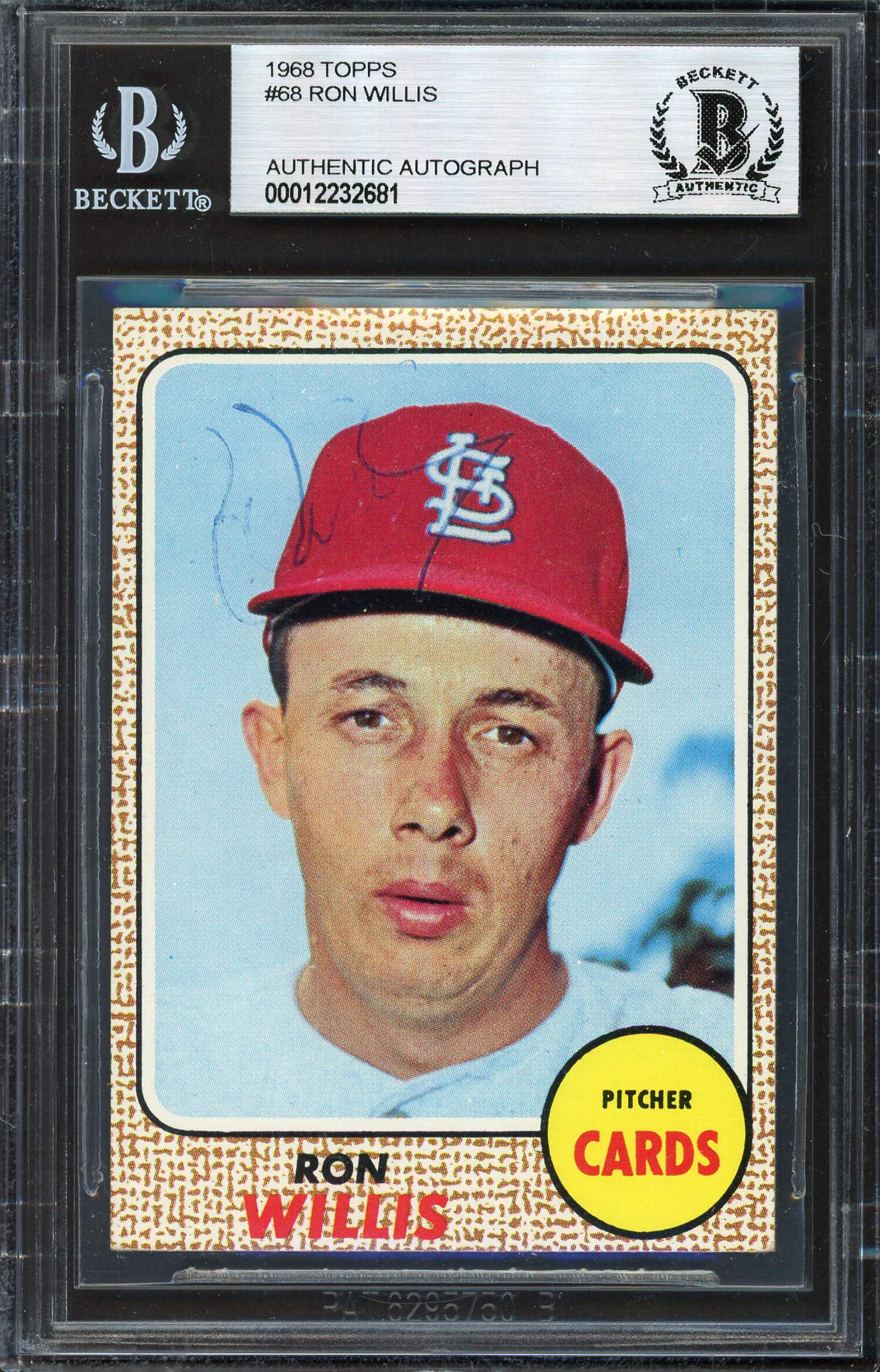Ron Willis Autographed 1968 Topps Card 68 St. Louis Cardinals Beckett
