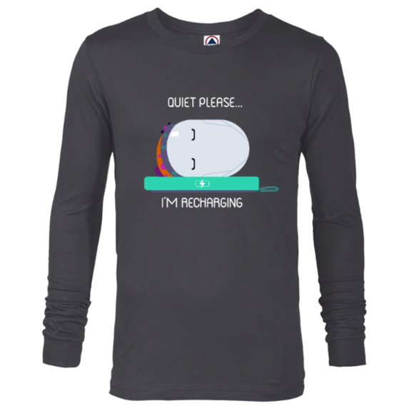 Ron’s Gone Wrong Quiet Please I’m Recharging Standard - Long Sleeve T-Shirt for Men – Customized-Charcoal Heather