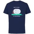 thumbnail image 1 of Ron’s Gone Wrong Quiet Please I’m Recharging Standard - Short Sleeve Cotton T-Shirt for Adults - Customized-Navy, 1 of 5