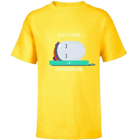 Ron’s Gone Wrong Quiet Please I’m Recharging Standard - Short Sleeve T-Shirt for Kids – Customized-Yellow