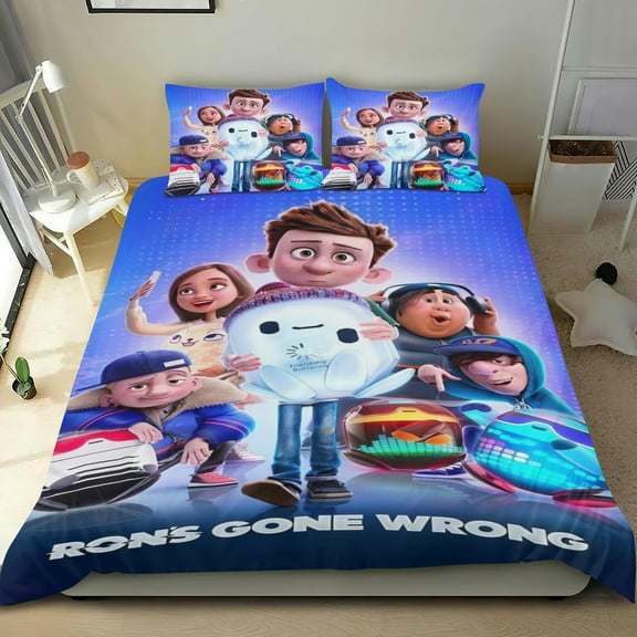 Ron's Gone Wrong Themed Bed Sheet Set Three Piece Set 53x79 Inches Comfortable And Skin Friendly Unique Design Creating A Star Studded Night Home Decor Gifts For Family Friends fans