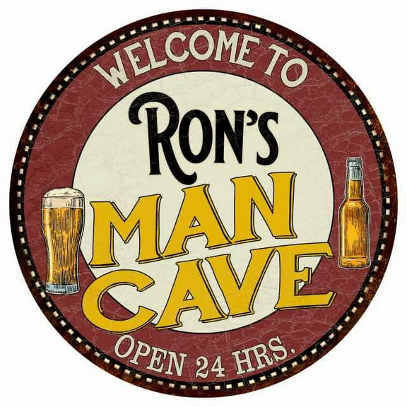Ron's Man Cave 14" Round Metal Sign Kitchen Bar Wall Decor 100140035025