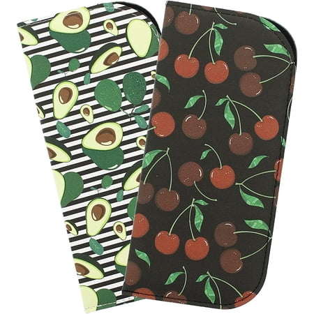 Ron's Optical 2 Pack Slip In Summer Fruit Themes Eyeglass Case Small to Medium Frames Readers for Women Men