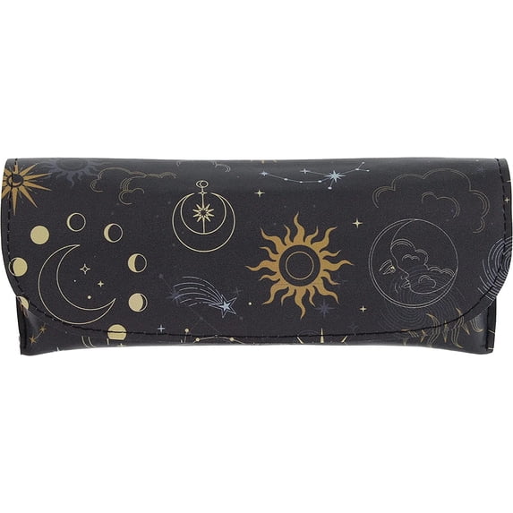 Ron's Optical Semi Hard Celestial Theme Eyeglass Case Front Closure, Small to Medium Frame Readers for Women Men