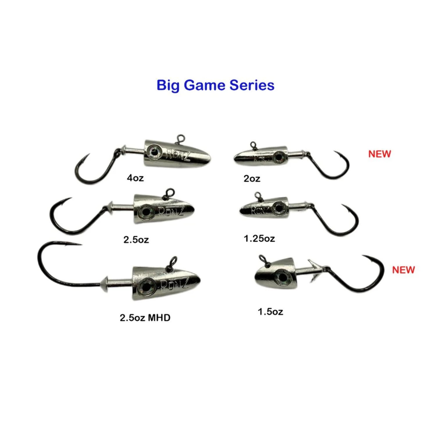 RONZ Big Game Series Jig Heads - 4oz Unbreakable Tin Jig Heads With Swivel Eyelet & HD Swing Hook For Tuna