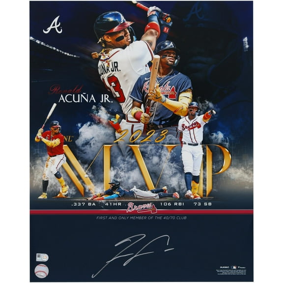 Ronald Acua Jr. Atlanta Braves Autographed 16" x 20" Styleized 2023 NL MVP Photograph - Fanatics Authentic Certified