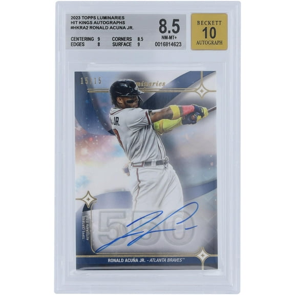 Ronald Acuna Jr. Atlanta Braves Autographed 2023 Topps Luminaries Hit Kings #HK-RA2 #15/15 BGS Authenticated 8.5/10 Card - 9,8.5,8,9 Subgrades - Fanatics Authentic Certified
