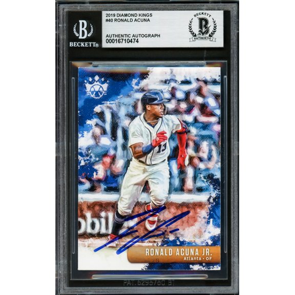 Ronald Acuna Jr. Autographed 2019 Donruss Diamond Kings Card #40 Atlanta Braves Beckett BAS #16710474
