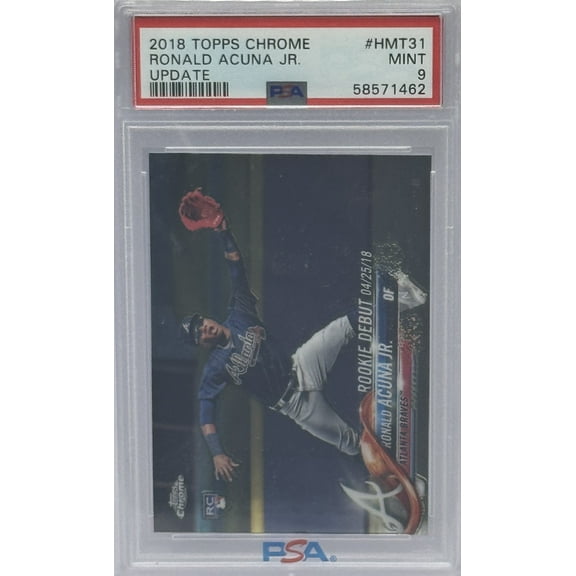Ronald Acuna Jr. Braves 2018 Topps Chrome Update Rookie Debut Card #HMT31 PSA 9