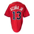 thumbnail image 1 of Ronald Acuna Jr Signed Custom Red Pro-Style Baseball Jersey JSA ITP, 1 of 4