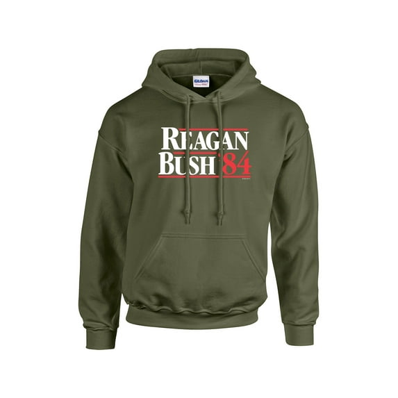 Ronald Reagan Bush '84 1984 Political Presidential Campaign Men's Hooded Sweatshirt Hoodie-Military-XXL