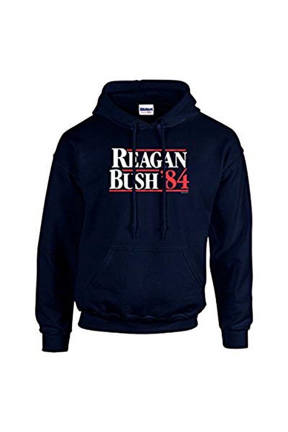 Ronald Reagan Bush '84 1984 Political Presidential Campaign Men's Hooded Sweatshirt Hoodie-Navy-XXL