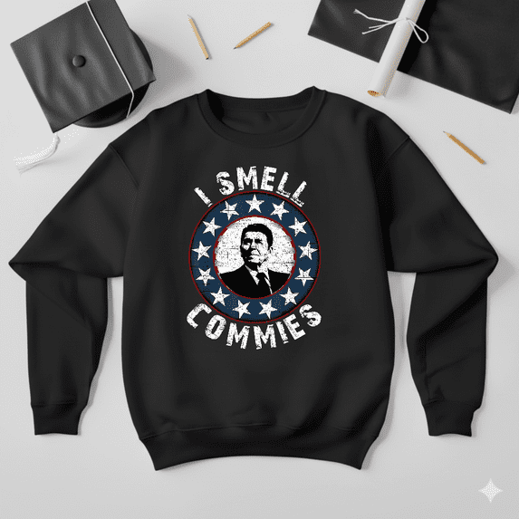 Ronald Reagan I Smell Commies Funny Retro Political Humor Sweatshirt V41229, up to size 5XL