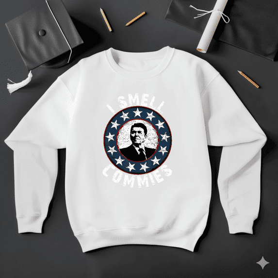 Ronald Reagan I Smell Commies Funny Retro Political Humor Sweatshirt V41229, up to size 5XL