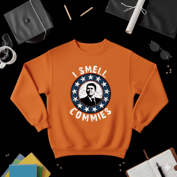 Ronald Reagan I Smell Commies Funny Retro Political Humor Sweatshirt V41229, up to size 5XL