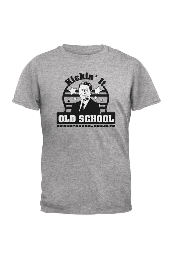 Ronald Reagan - Old School Republican Heather Grey Adult T-Shirt - Large
