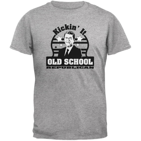 Ronald Reagan - Old School Republican Heather Grey Adult T-Shirt - X-Large