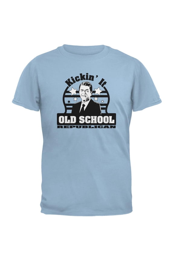 Ronald Reagan - Old School Republican Light Blue Adult T-Shirt - Large