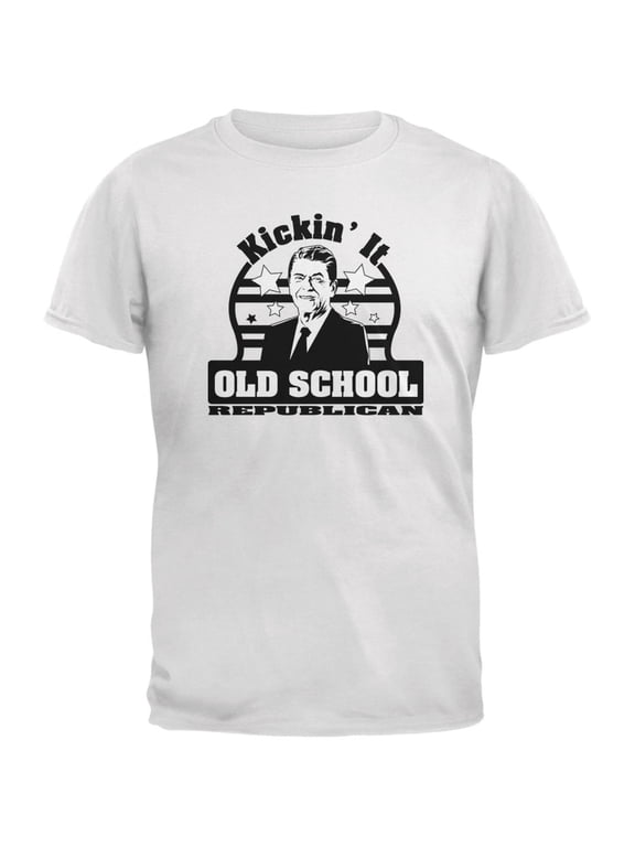 Ronald Reagan - Old School Republican White Adult T-Shirt - 2X-Large