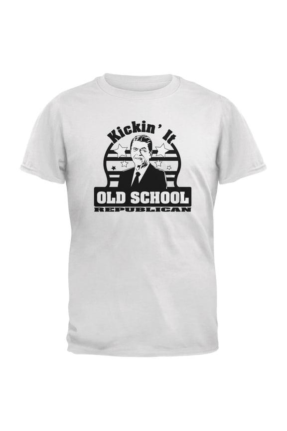 Ronald Reagan - Old School Republican White Adult T-Shirt - Medium