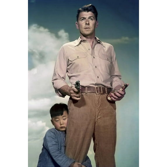 Ronald Reagan in Hong Kong holding guns Asian boy on leg 24x36 Poster