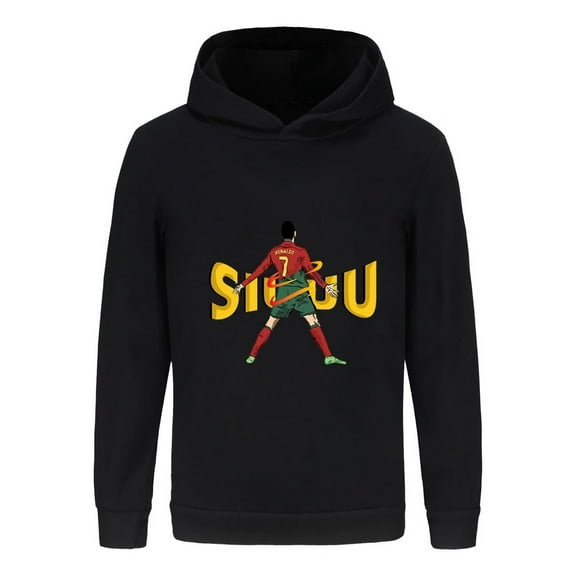 Ronaldo Kids Pullover Hoodie – CR7 Graphic Long Sleeve Sweatshirt, Boys Football Fan Apparel for Youth