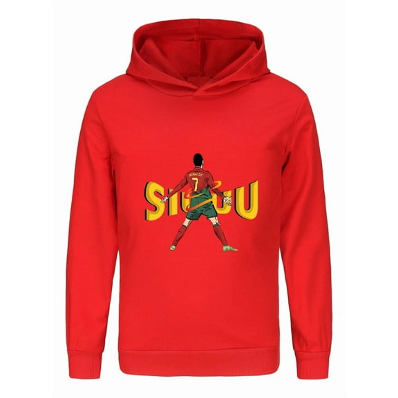 Ronaldo Kids Pullover Hoodie – CR7 Graphic Long Sleeve Sweatshirt, Boys Football Fan Apparel for Youth