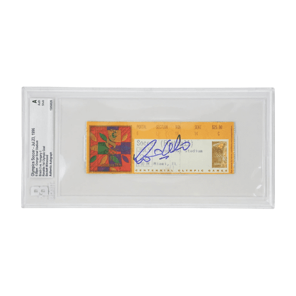 Ronaldo Nazario Signed 1996 First Olympic Goal Match Ticket BGS Authentic
