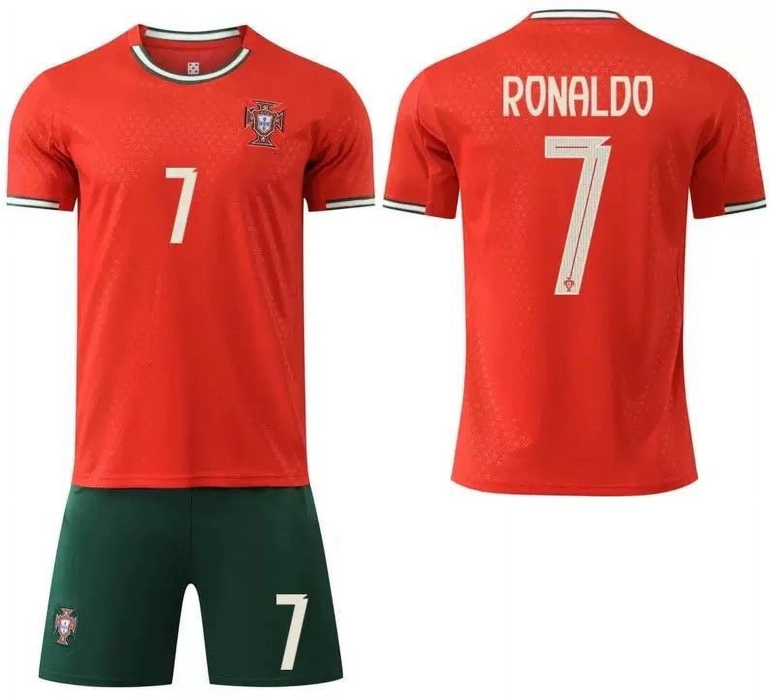 Ronaldo Portugal Soccer Jerseys Printed Number #7 For Kids Boys & Girls -Red/Green Size 5-6