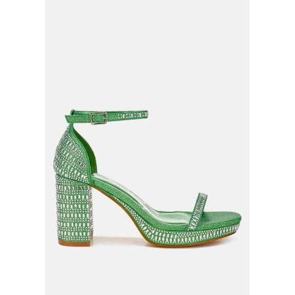 Ronan Rhinestones Embellished Block Sandals
