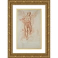 thumbnail image 1 of Roncalli, Cristoforo 12x18 Gold Ornate Wood Framed with Double Matting Museum Art Print Titled - An Angel Holding a Book (recto); Three Studies of a Falling Male Figure (verso), 1 of 4