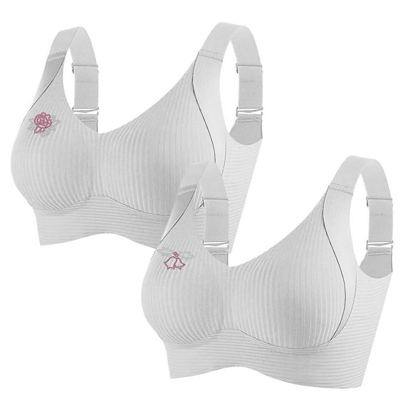 Roncen 2-Pack Women's Rhinestone Sports Wireless Bra - Daily Underwire-Free Bra