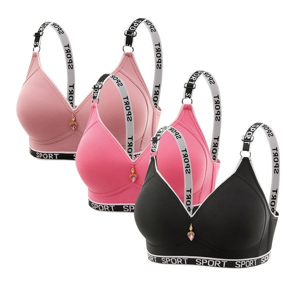 Roncen3-Piece Women's Solid Color Strapless Anti-Slip Thin Padded Underwire-Free Bra - Daily Wear