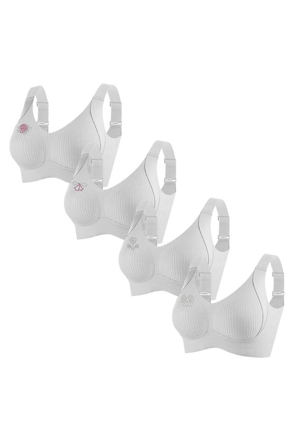 4-Pack Women's Rhinestone Sports Wireless Bra - Daily Underwire-Free Bra