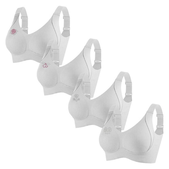 Roncen 4-Pack Women's Rhinestone Sports Wireless Bra - Daily Underwire-Free Bra