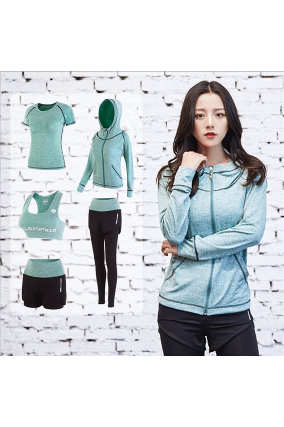 5pcs Workout Outfits for Women Athletic Sets Sport Suits Yoga Gym Fitness Exercise Clothes Jogging Tracksuits