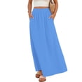 thumbnail image 1 of Roncen Boho Long Eyelet Skirts for Women Summer Casual Elastic High Waisted Flowy Beach Vacation Maxi Skirt with Pockets, 1 of 8