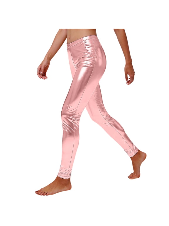 Footless Liquid Wet Look Shiny Metallic Stretch Leggings